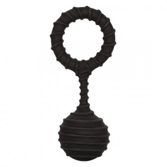 Черное эрекционное кольцо с утяжелителем Weighted Ring Large