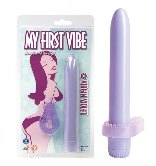 Сиреневый вибратор с эрекционным кольцом My First Vibe - 17 см., Topco Sales