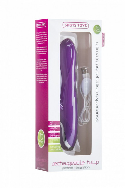 Фиолетовый перезаряжаемый вибратор RechargeableTulip Purple - 21 см., Shots Media BV