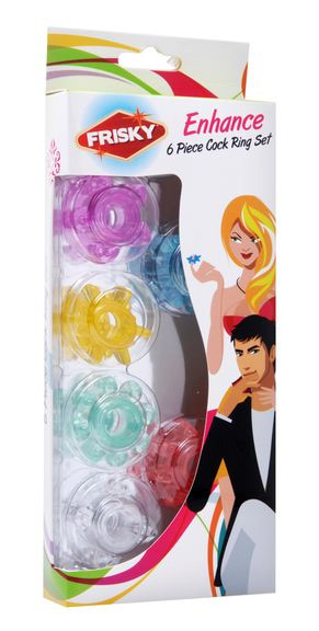 Набор из 6 разноцветных эрекционных колец Enhance 6 Piece Cock Ring Set, XR Brands Набор из 6 разноцветных эрекционных колец Enhance 6 Piece Cock Ring Set, XR Brands