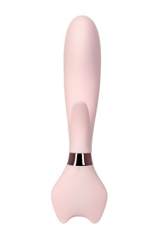 Нежно-розовый вибратор с клиторальным стимулятором Sinjoys CAT Vivi - 21,7 см., Sinjoys