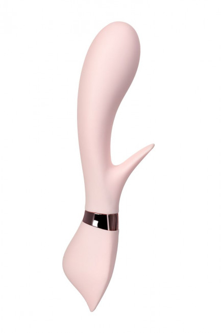 Нежно-розовый вибратор с клиторальным стимулятором Sinjoys CAT Vivi - 21,7 см., Sinjoys