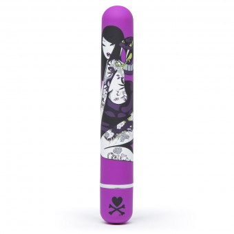 Фиолетовый вибратор с принтом CLASSIC VIBRATOR PURPLE SNAKE WOMAN - 18,4 см., Tokidoki