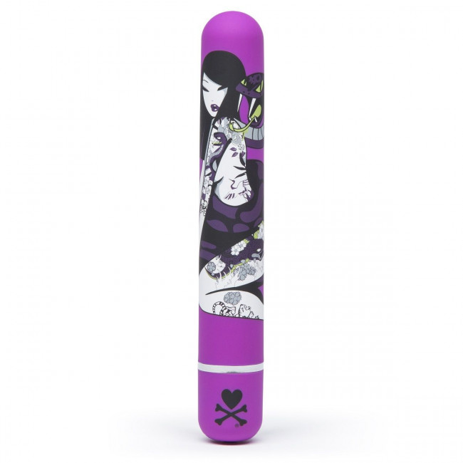Фиолетовый вибратор с принтом CLASSIC VIBRATOR PURPLE SNAKE WOMAN - 18,4 см., Tokidoki