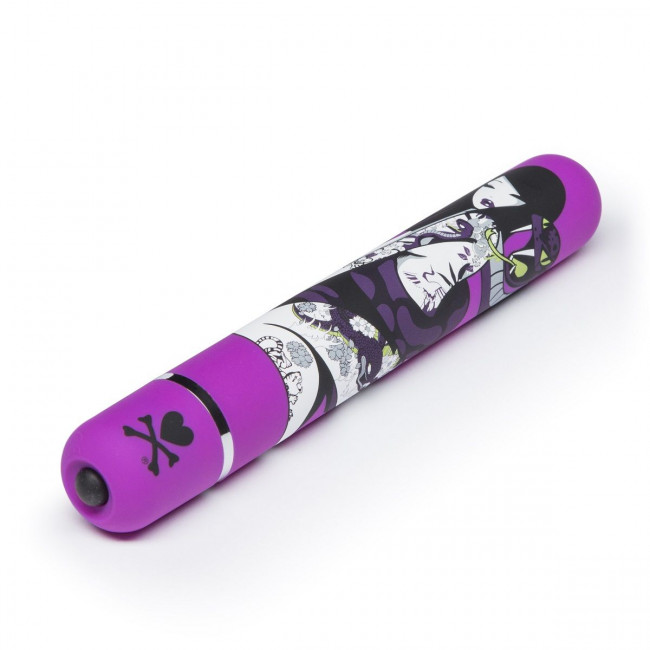 Фиолетовый вибратор с принтом CLASSIC VIBRATOR PURPLE SNAKE WOMAN - 18,4 см., Tokidoki