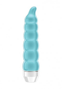 Бирюзовый фигурный вибратор Lacee с тонким кончиком - 15,5 см., Shots Media BV