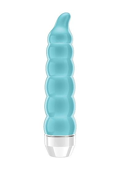 Бирюзовый фигурный вибратор Lacee с тонким кончиком - 15,5 см., Shots Media BV