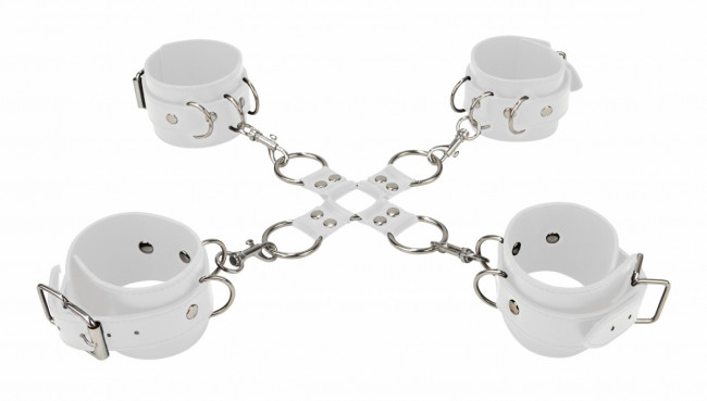 Белый комплект оков Hand And Legcuffs , Shots Media BV
