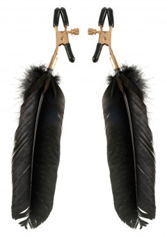 Зажимы на соски с крупными пёрышками GOLD FEATHER NIPPLE CLAMPS, Pipedream