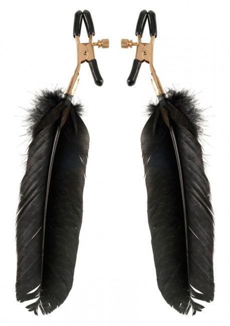 Зажимы на соски с крупными пёрышками GOLD FEATHER NIPPLE CLAMPS, Pipedream