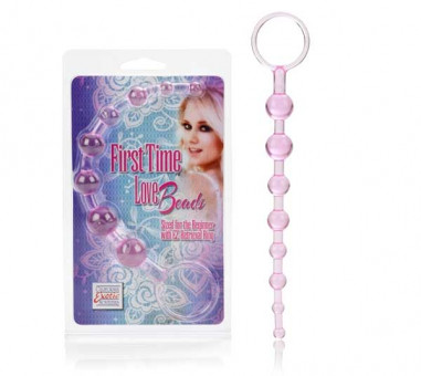Розовая анальная цепочка First Time Love Beads, California Exotic Novelties