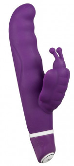 Фиолетовый вибростимулятор G-точки Smile G-Butterfly Vibrator с клиторальной бабочкой -  15,5 см., Orion