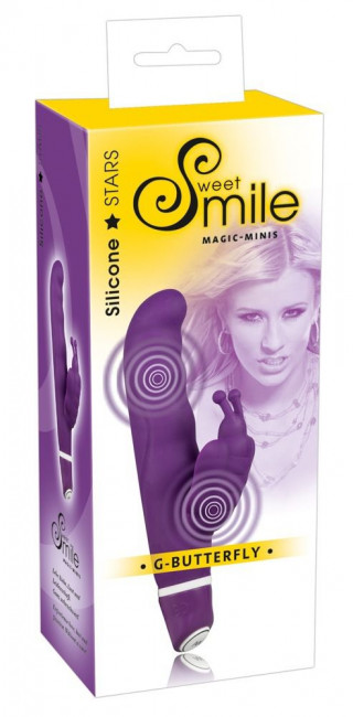 Фиолетовый вибростимулятор G-точки Smile G-Butterfly Vibrator с клиторальной бабочкой -  15,5 см., Orion