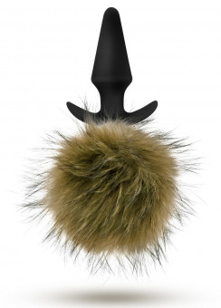 Силиконовая анальная пробка с дымчатым заячьим хвостом Fur Pom Pom - 12,7 см., Blush Novelties