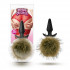 Силиконовая анальная пробка с дымчатым заячьим хвостом Fur Pom Pom - 12,7 см., Blush Novelties