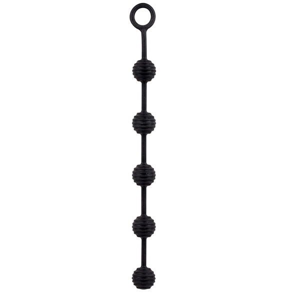 Чёрная анальная цепочка DELIGHT THROB ANAL STRIPPED BEADS BLACK - 25 см., NMC