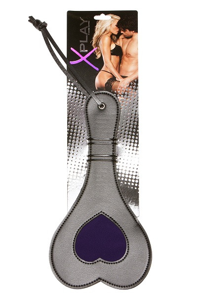 Кожаный пэддл X-Play с фиолетовым сердечком, Allure Lingerie Кожаный пэддл X-Play с фиолетовым сердечком, Allure Lingerie
