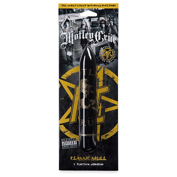 Чёрный классический вибратор Motley Crue Classic Skull - 18,4 см., Motley Crue