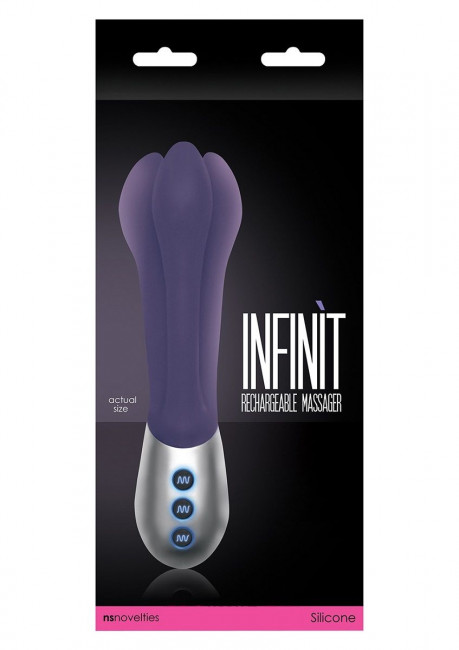 Фиолетовый вибратор Infinit с тремя гнущимися отростками - 20,3 см., NS Novelties