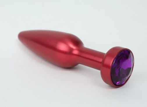 Большая красная анальная пробка с фиолетовым стразом - 11,2 см., 4sexdreaM Большая красная анальная пробка с фиолетовым стразом - 11,2 см., 4sexdreaM