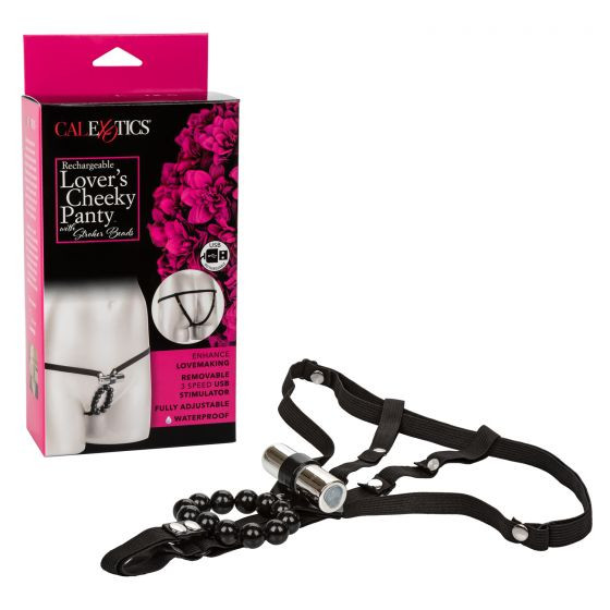 Трусики с перезаряжаемой вибропулей и стимулирующими бусинами Rechargeable Lovers Cheeky Panty with Stroker Beads, California Exotic Novelties