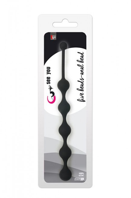 Чёрная анальная цепочка SEE YOU FIVE BEADS ANAL - 28,1 см., Dream Toys