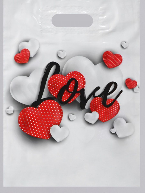 Полиэтиленовый пакет "Love" - 31 х 40 см. Полиэтиленовый пакет "Love" - 31 х 40 см.