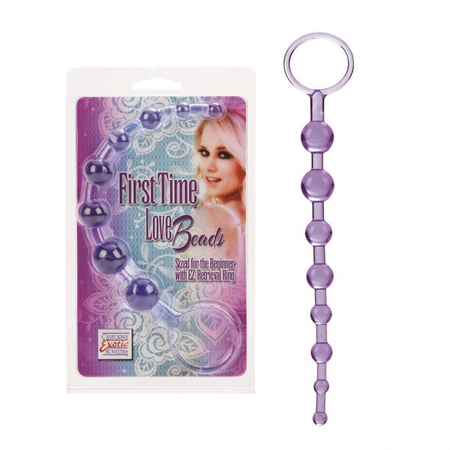Фиолетовая анальная цепочка First Time Love Beads - 21 см., California Exotic Novelties