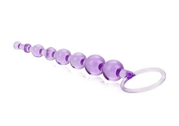 Фиолетовая анальная цепочка First Time Love Beads - 21 см., California Exotic Novelties
