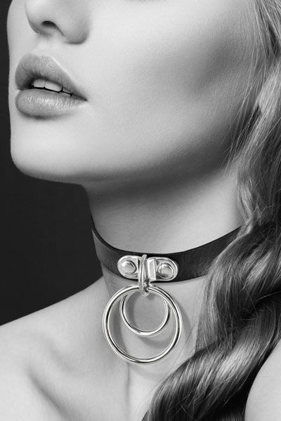 Черный чокер с двумя кольцами, Bijoux Pour Toi Черный чокер с двумя кольцами, Bijoux Pour Toi
