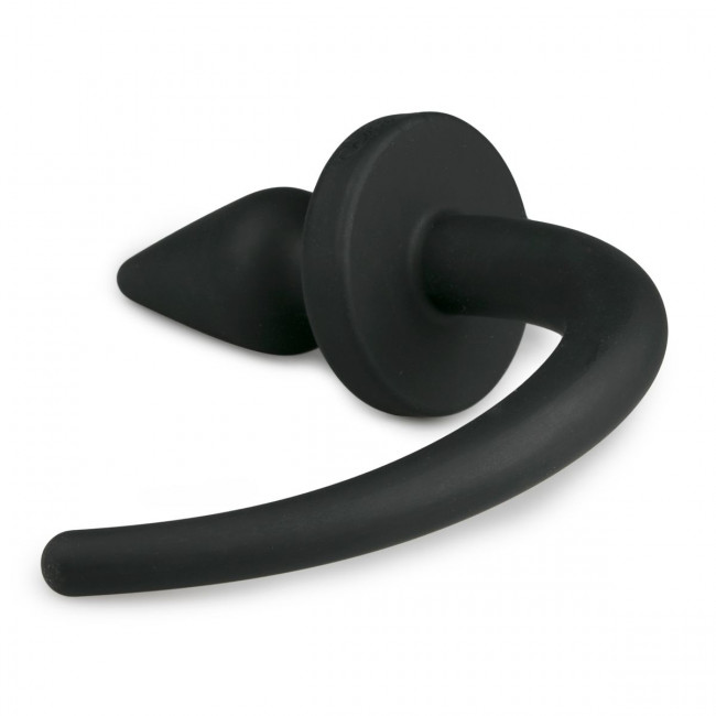 Черная пробка-конус Dog Tail Plug с хвостом Черная пробка-конус Dog Tail Plug с хвостом