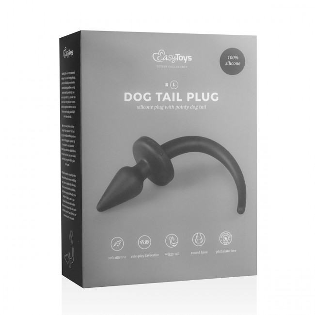 Черная пробка-конус Dog Tail Plug с хвостом Черная пробка-конус Dog Tail Plug с хвостом