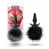 Силиконовая анальная пробка с чёрным заячьим хвостом Fur Pom Pom - 12,7 см., Blush Novelties