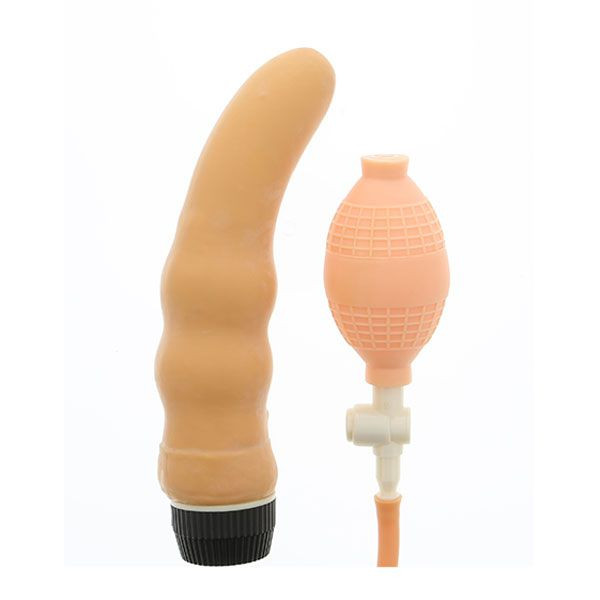 Телесный вибромассажёр с функцией расширения INFLATE A VIBE CURVE - 19 см., Seven Creations