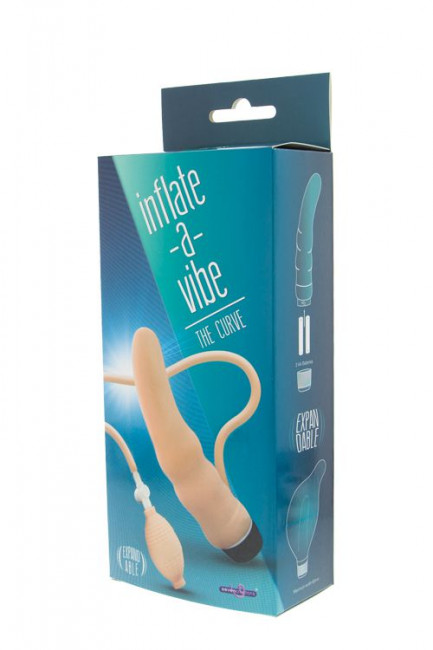 Телесный вибромассажёр с функцией расширения INFLATE A VIBE CURVE - 19 см., Seven Creations