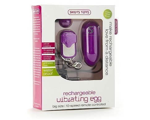 Фиолетовое виброяичко Rechargeable Vibrating egg с пультом ДУ, Shots Media BV