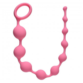 Розовая анальная цепочка Long Pleasure Chain - 35 см., Lola toys