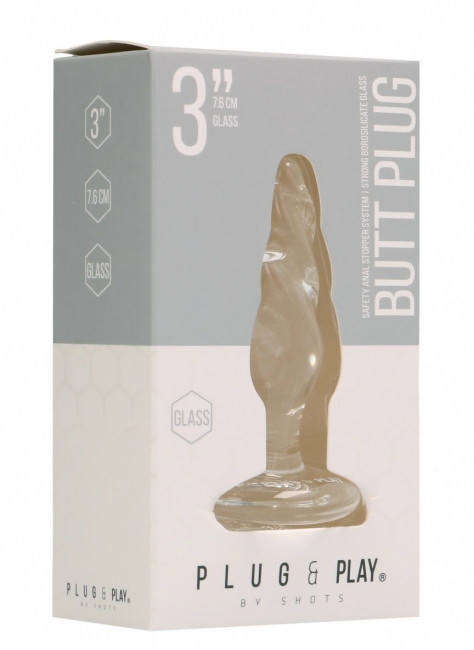 Прозрачная анальная пробка Butt Plug Rounded 3 Inch - 7,6 см., Shots Media BV