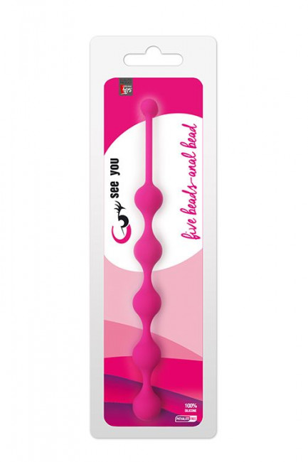 Розовая анальная цепочка SEE YOU FIVE BEADS ANAL - 28,1 см., Dream Toys Розовая анальная цепочка SEE YOU FIVE BEADS ANAL - 28,1 см., Dream Toys