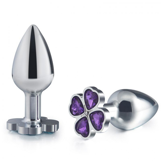 Серебристая пробка с цветком из фиолетовых сердечек - 7 см., 4sexdreaM