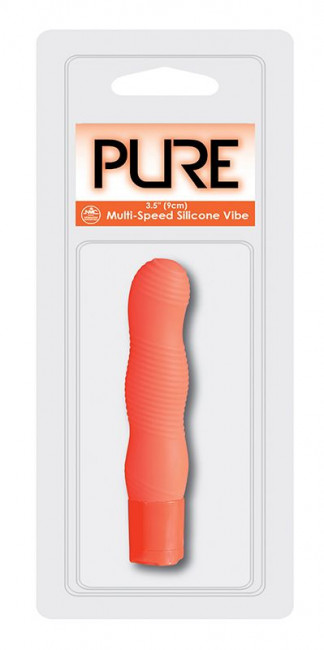 Оранжевый вибромассажёр с рельефом PURE 3.5INCH VIBRATOR ORANGE - 9 см., NMC