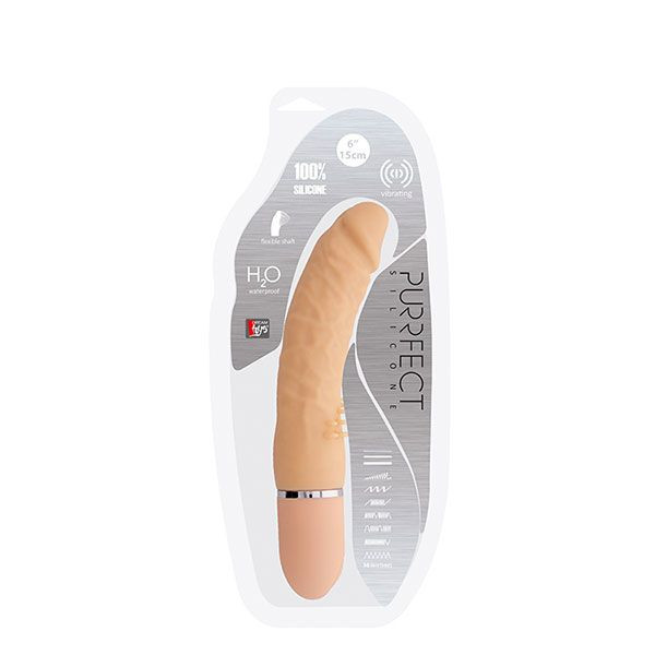 Телесный вибратор-реалистик PURRFECT SILICONE BENDABLE 10FUNCTIONS с шипиками - 15 см., Dream Toys