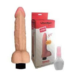 Фаллоимитатор с мошонкой и со встроенным пультом  - 21,5 см., Sextoy 2011