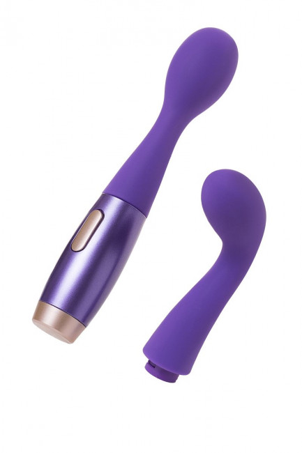 Фиолетовый вибратор Le Stelle PERKS SERIES EX-1 с 2 сменными насадками, Le Stelle