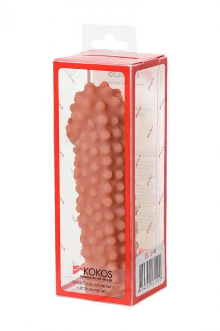 Телесная насадка на фаллос с бугорками Extreme Sleeve 010 M-size - 15,8 см., KOKOS