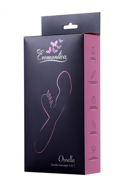 Розовый вибромассажер Ornella с клиторальным стимулятором - 21,5 см., Eromantica Розовый вибромассажер Ornella с клиторальным стимулятором - 21,5 см., Eromantica