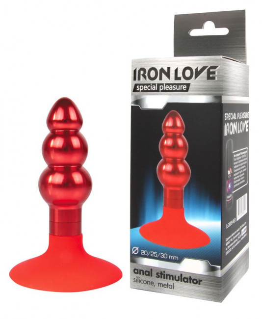 Красная анальная пробка-елочка с круглым ограничителем - 9 см., Bior toys