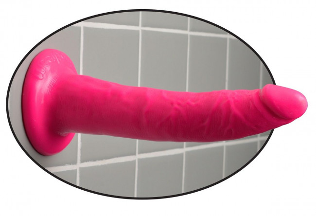 Розовый фаллоимитатор 7" Slim Dillio - 19,7 см., Pipedream