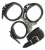 Черные наручники и поножи с креплением HOG TIE CUFF SET, Dream Toys Черные наручники и поножи с креплением HOG TIE CUFF SET, Dream Toys