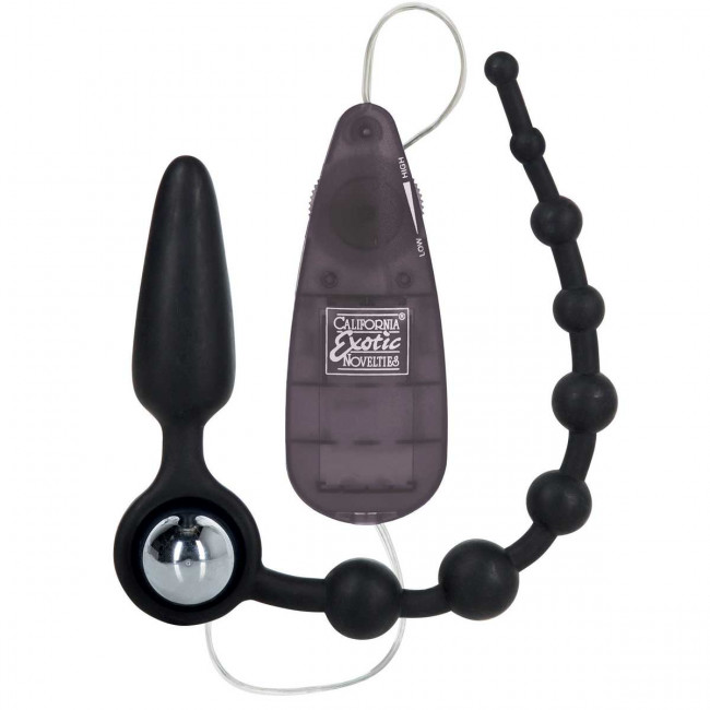 Черная двойная анальная вибропробка-цепочка Booty Call Booty Double Dare, California Exotic Novelties Черная двойная анальная вибропробка-цепочка Booty Call Booty Double Dare, California Exotic Novelties